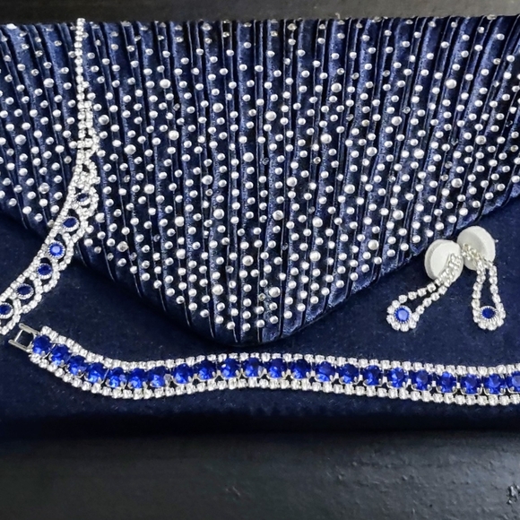 Blue Rhinestone Clutch - Picture 2 of 3